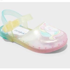 Cat & Jack Kids Rainbow Unicorn jelly Sandals size 5